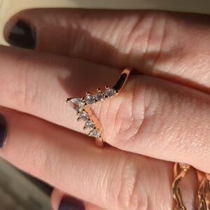 Rose Gold Ring with CZ Accents SZ 7.75